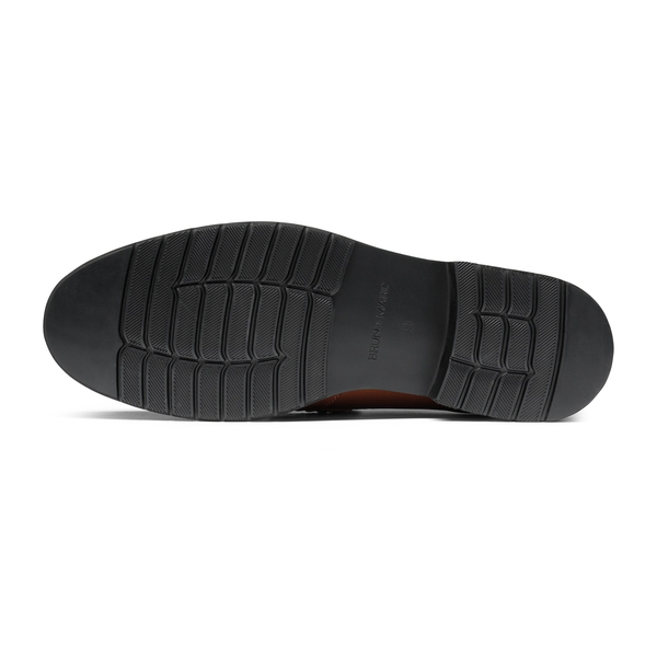 Men's Smooth PU Leather Penny Loafers - BROWN - 4